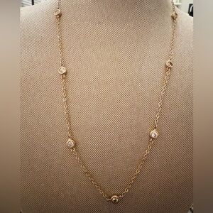 Toscana “Crystal by the Yard” Station Necklace With Crystal Accents 20”